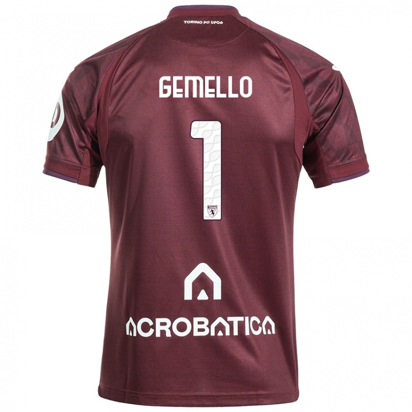 Børn Luca Gemello #1 Rødbrun Hvid Hjemmebane Spillertrøjer 2024/25 Trøje T-Shirt