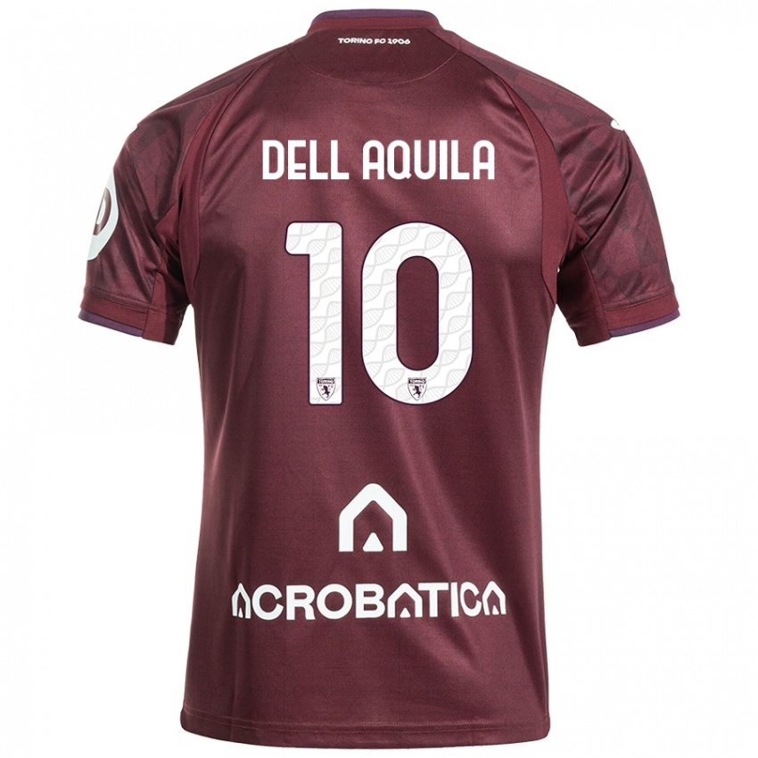 Børn Francesco Dell'aquila #10 Rødbrun Hvid Hjemmebane Spillertrøjer 2024/25 Trøje T-Shirt