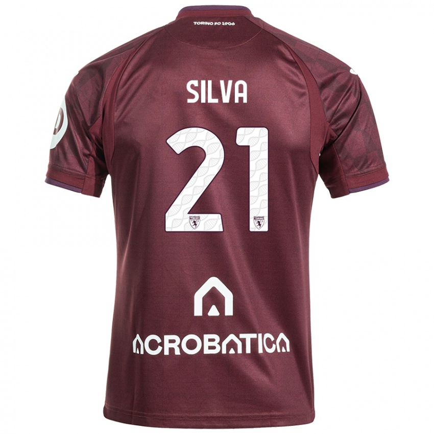 Børn Jonathan Silva #21 Rødbrun Hvid Hjemmebane Spillertrøjer 2024/25 Trøje T-Shirt