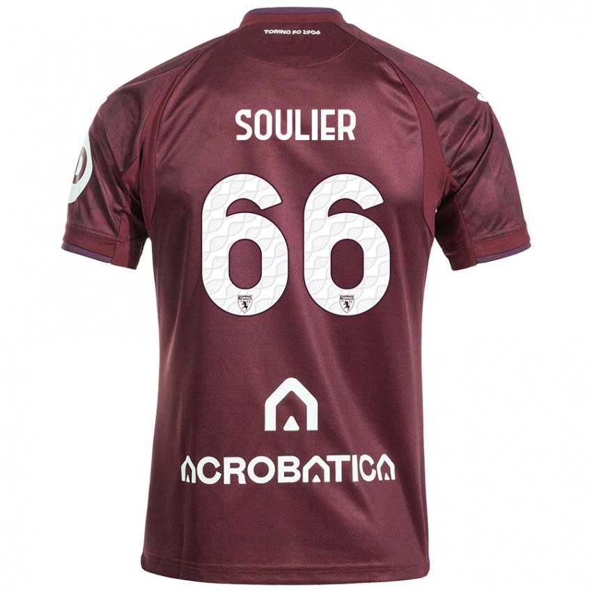 Børn Evan Soulier #66 Rødbrun Hvid Hjemmebane Spillertrøjer 2024/25 Trøje T-Shirt