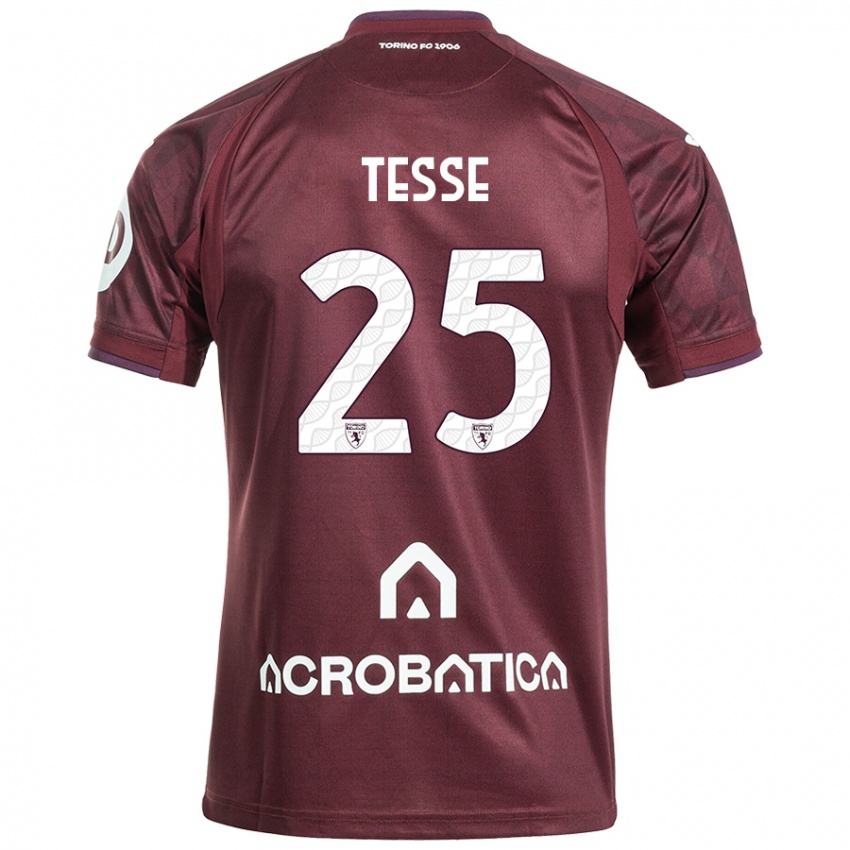 Børn Manuela Tesse #25 Rødbrun Hvid Hjemmebane Spillertrøjer 2024/25 Trøje T-Shirt