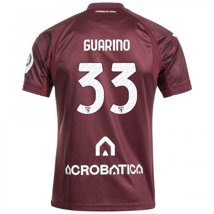 Børn Rita Guarino #33 Rødbrun Hvid Hjemmebane Spillertrøjer 2024/25 Trøje T-Shirt