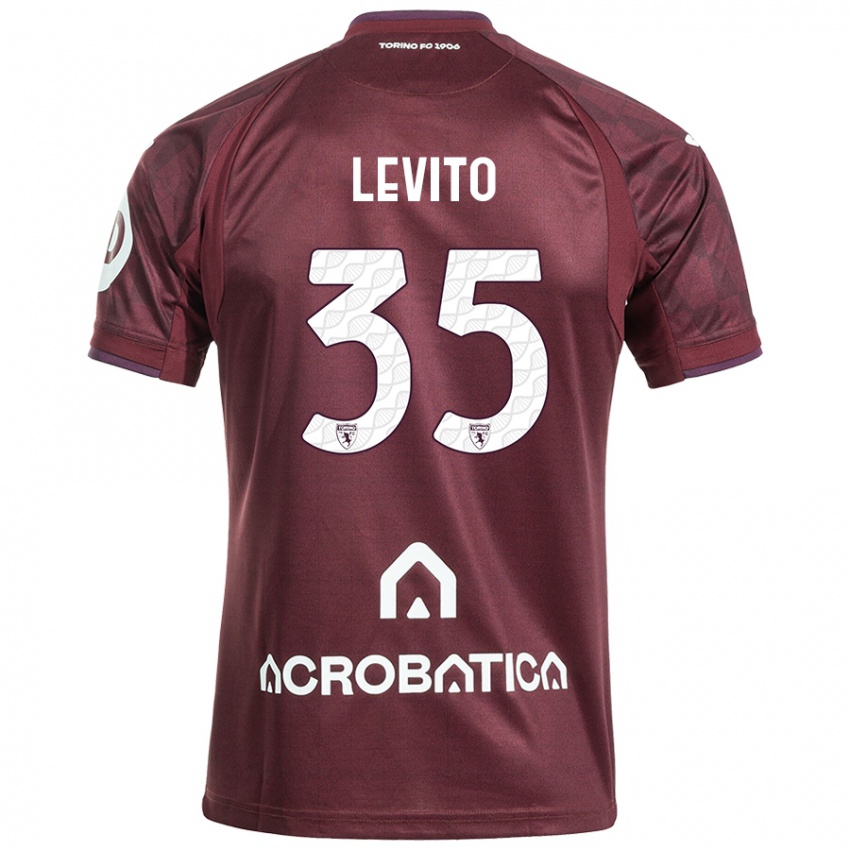 Børn Isabeau Levito #35 Rødbrun Hvid Hjemmebane Spillertrøjer 2024/25 Trøje T-Shirt