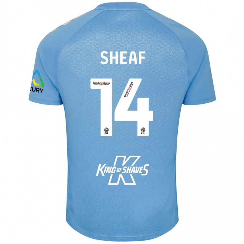 Børn Ben Sheaf #14 Blå Hvid Hjemmebane Spillertrøjer 2024/25 Trøje T-Shirt