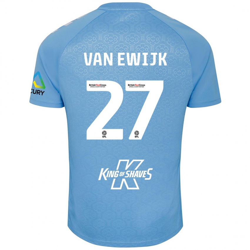 Børn Milan Van Ewijk #27 Blå Hvid Hjemmebane Spillertrøjer 2024/25 Trøje T-Shirt