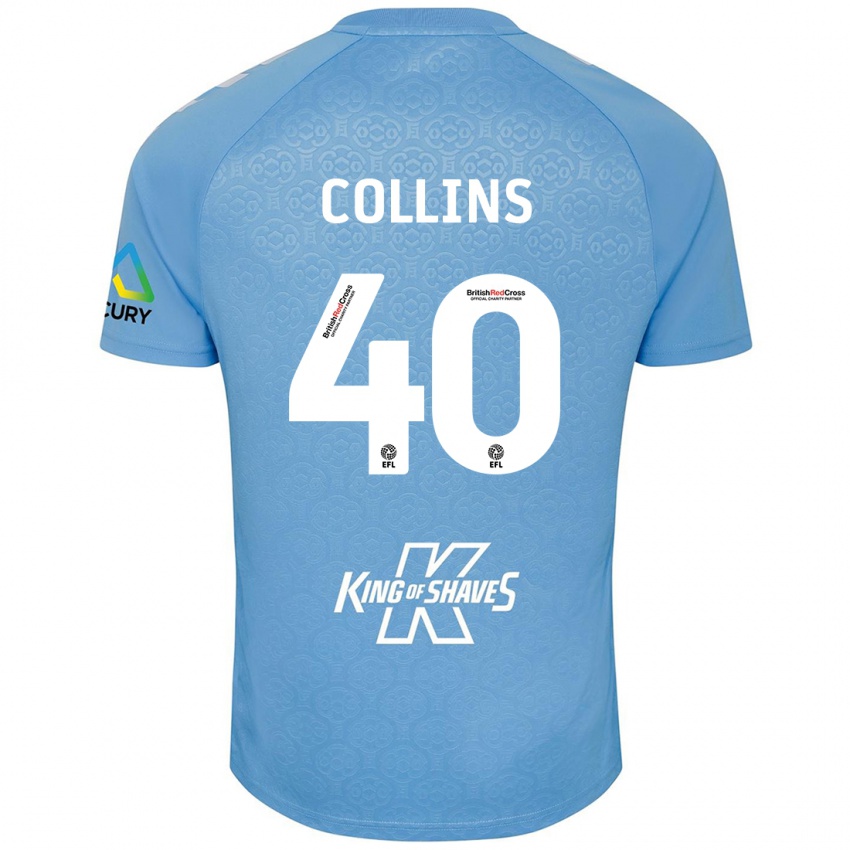 Børn Brad Collins #40 Blå Hvid Hjemmebane Spillertrøjer 2024/25 Trøje T-Shirt