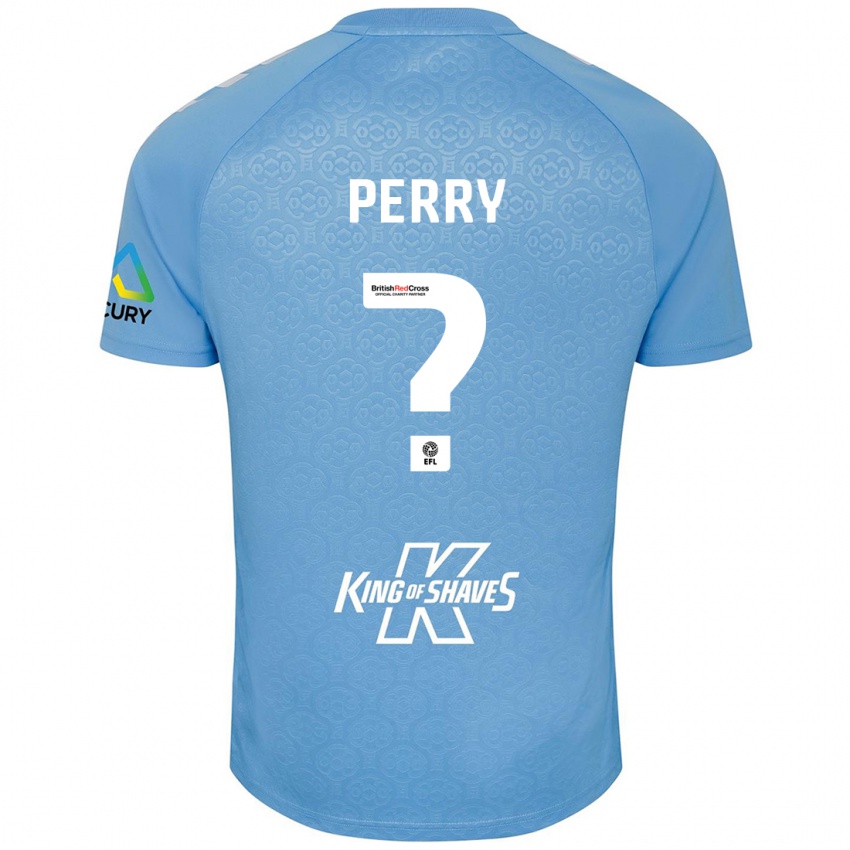 Børn Callum Perry #0 Blå Hvid Hjemmebane Spillertrøjer 2024/25 Trøje T-Shirt