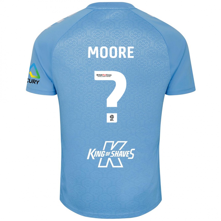 Børn Isaac Moore #0 Blå Hvid Hjemmebane Spillertrøjer 2024/25 Trøje T-Shirt