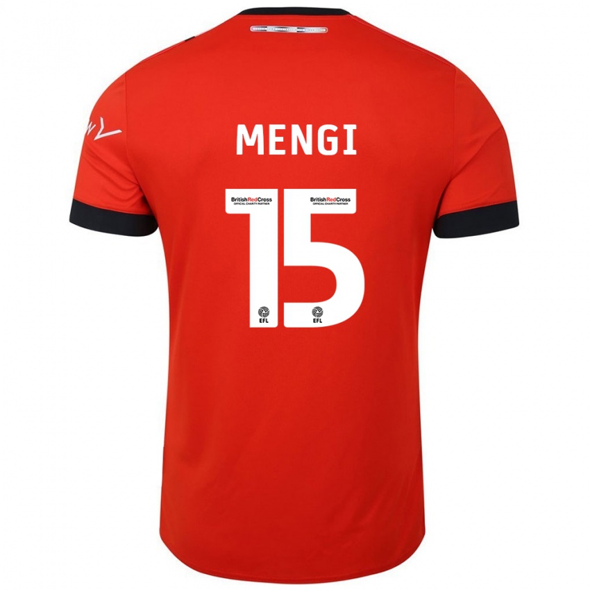 Børn Teden Mengi #15 Orange Sort Hjemmebane Spillertrøjer 2024/25 Trøje T-Shirt