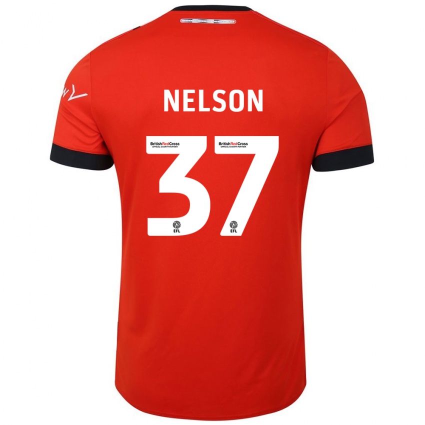 Børn Zack Nelson #37 Orange Sort Hjemmebane Spillertrøjer 2024/25 Trøje T-Shirt