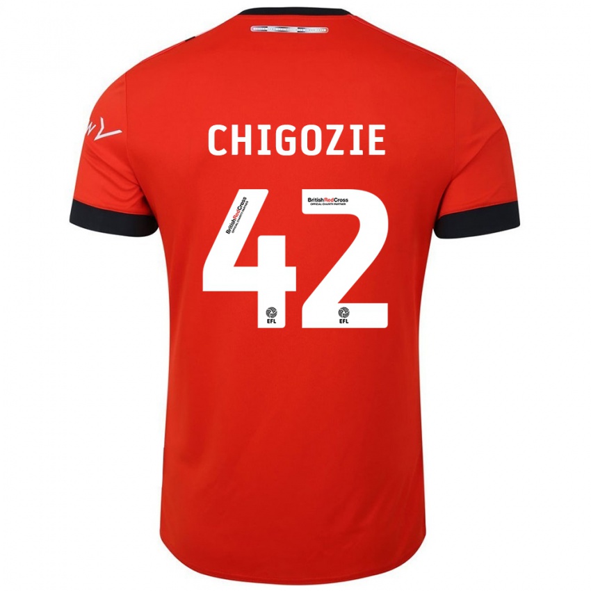 Børn Christian Chigozie #42 Orange Sort Hjemmebane Spillertrøjer 2024/25 Trøje T-Shirt