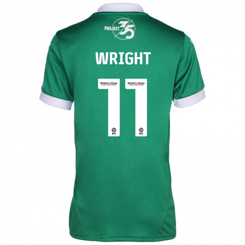 Børn Callum Wright #11 Grøn Hvid Hjemmebane Spillertrøjer 2024/25 Trøje T-Shirt