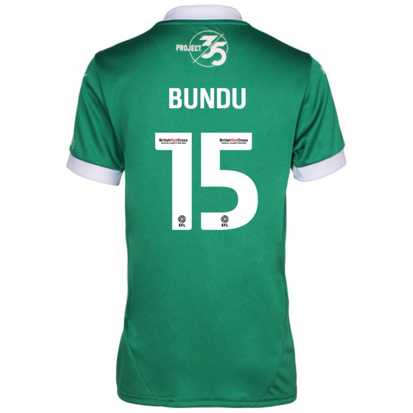 Børn Mustapha Bundu #15 Grøn Hvid Hjemmebane Spillertrøjer 2024/25 Trøje T-Shirt