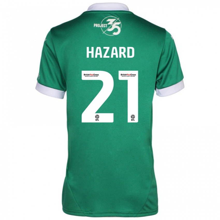 Børn Conor Hazard #21 Grøn Hvid Hjemmebane Spillertrøjer 2024/25 Trøje T-Shirt