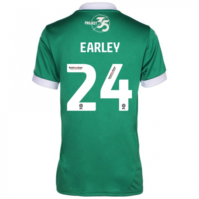 Børn Saxon Earley #24 Grøn Hvid Hjemmebane Spillertrøjer 2024/25 Trøje T-Shirt