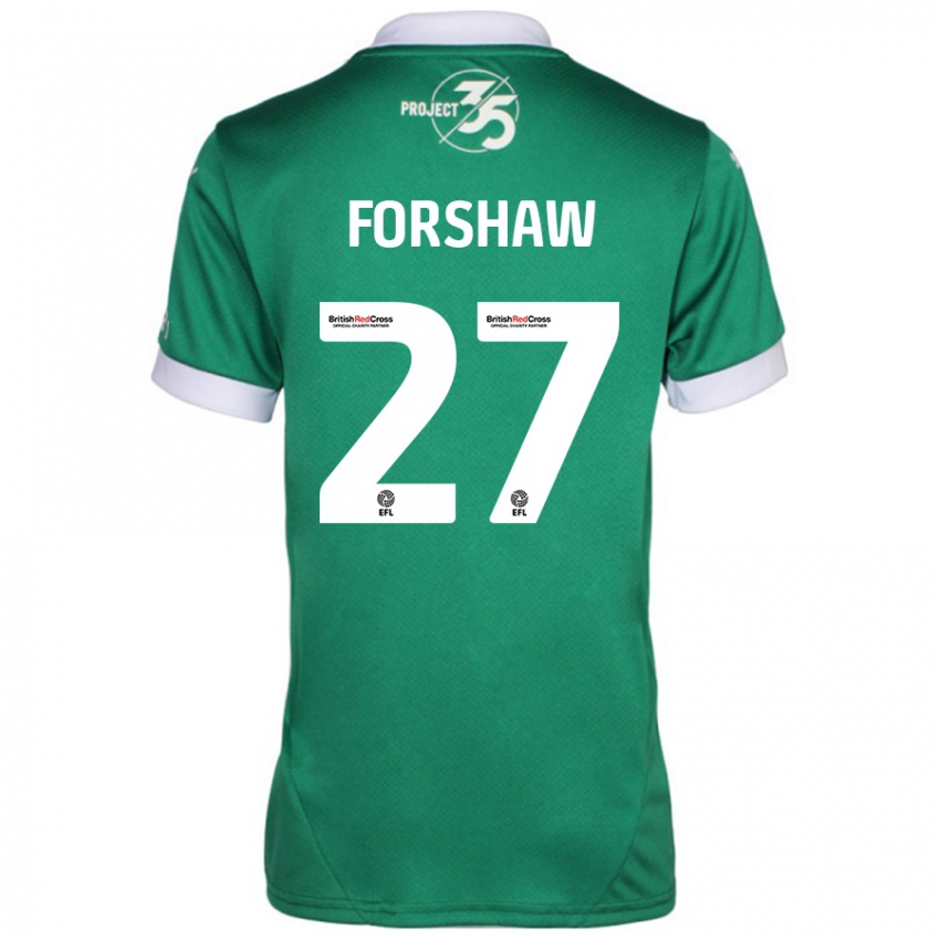 Børn Adam Forshaw #27 Grøn Hvid Hjemmebane Spillertrøjer 2024/25 Trøje T-Shirt