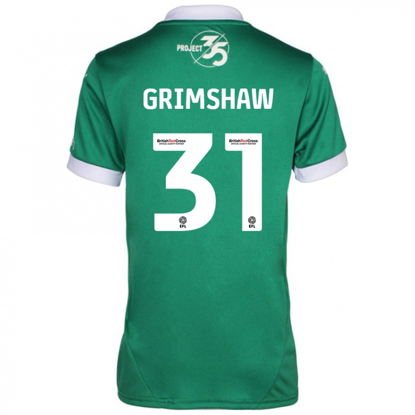 Børn Daniel Grimshaw #31 Grøn Hvid Hjemmebane Spillertrøjer 2024/25 Trøje T-Shirt