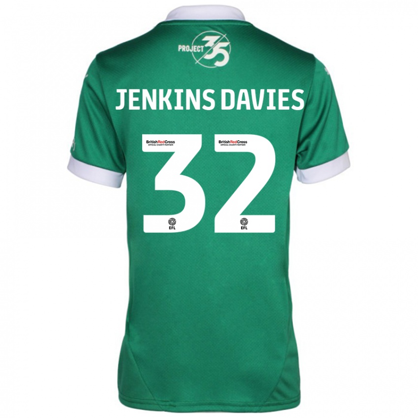 Børn Will Jenkins-Davies #32 Grøn Hvid Hjemmebane Spillertrøjer 2024/25 Trøje T-Shirt