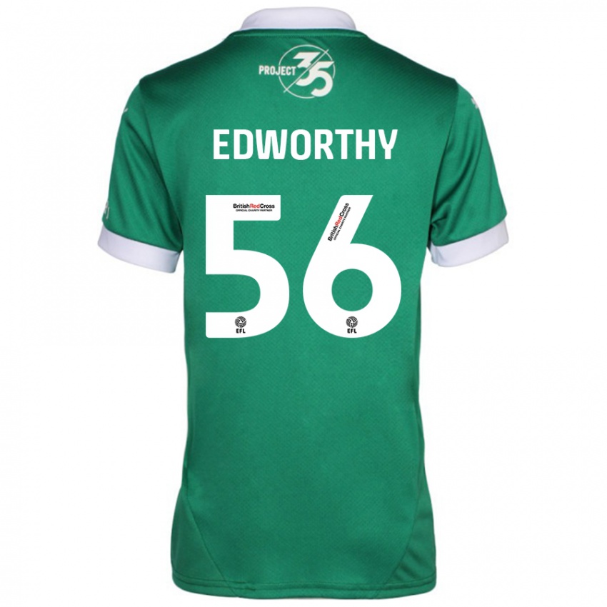 Børn Kieran Edworthy #56 Grøn Hvid Hjemmebane Spillertrøjer 2024/25 Trøje T-Shirt