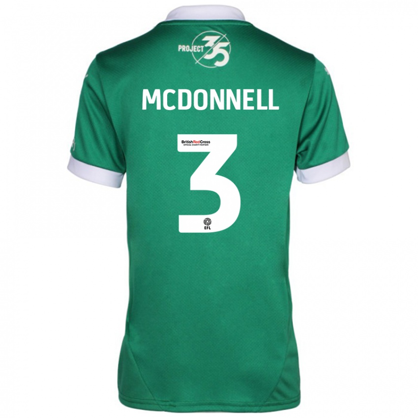 Børn Rosie Mcdonnell #3 Grøn Hvid Hjemmebane Spillertrøjer 2024/25 Trøje T-Shirt