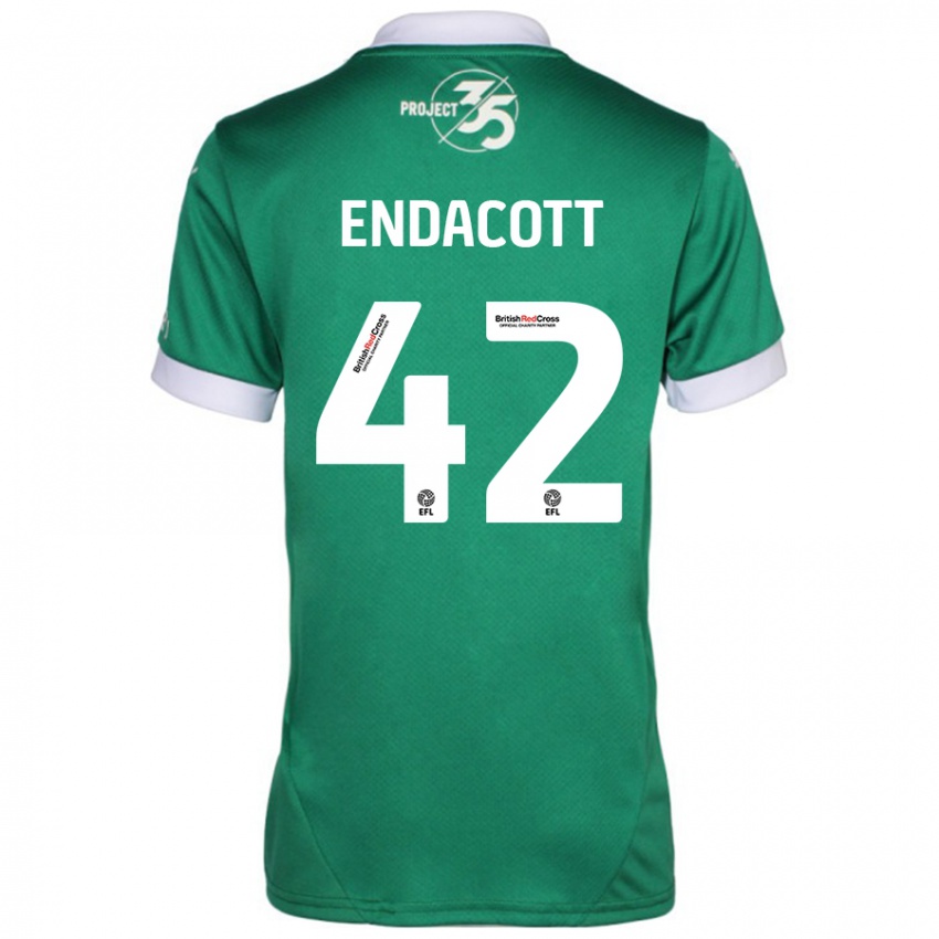 Børn Jack Endacott #42 Grøn Hvid Hjemmebane Spillertrøjer 2024/25 Trøje T-Shirt