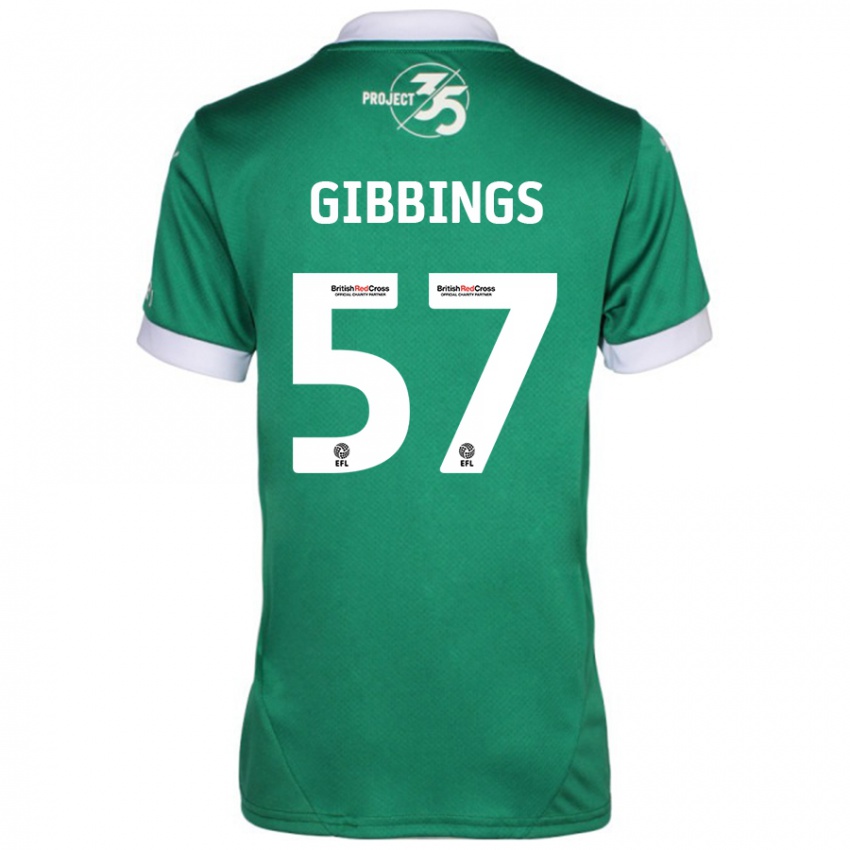 Børn Cole Gibbings #57 Grøn Hvid Hjemmebane Spillertrøjer 2024/25 Trøje T-Shirt