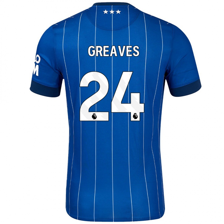 Børn Jacob Greaves #24 Marineblå Hjemmebane Spillertrøjer 2024/25 Trøje T-Shirt