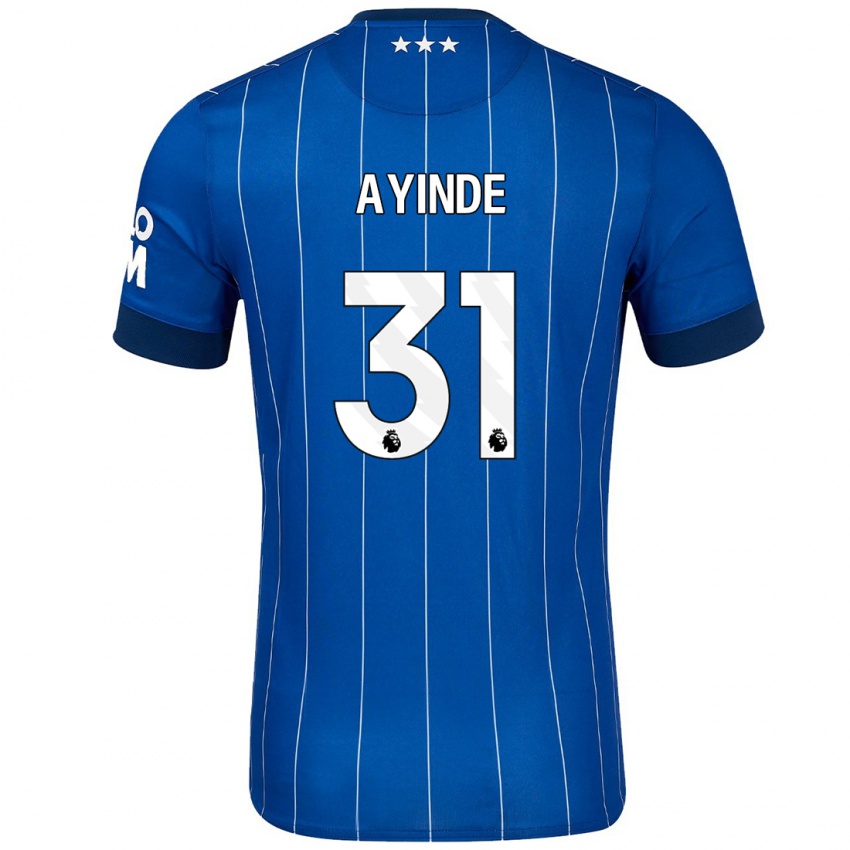 Børn Leon Ayinde #31 Marineblå Hjemmebane Spillertrøjer 2024/25 Trøje T-Shirt