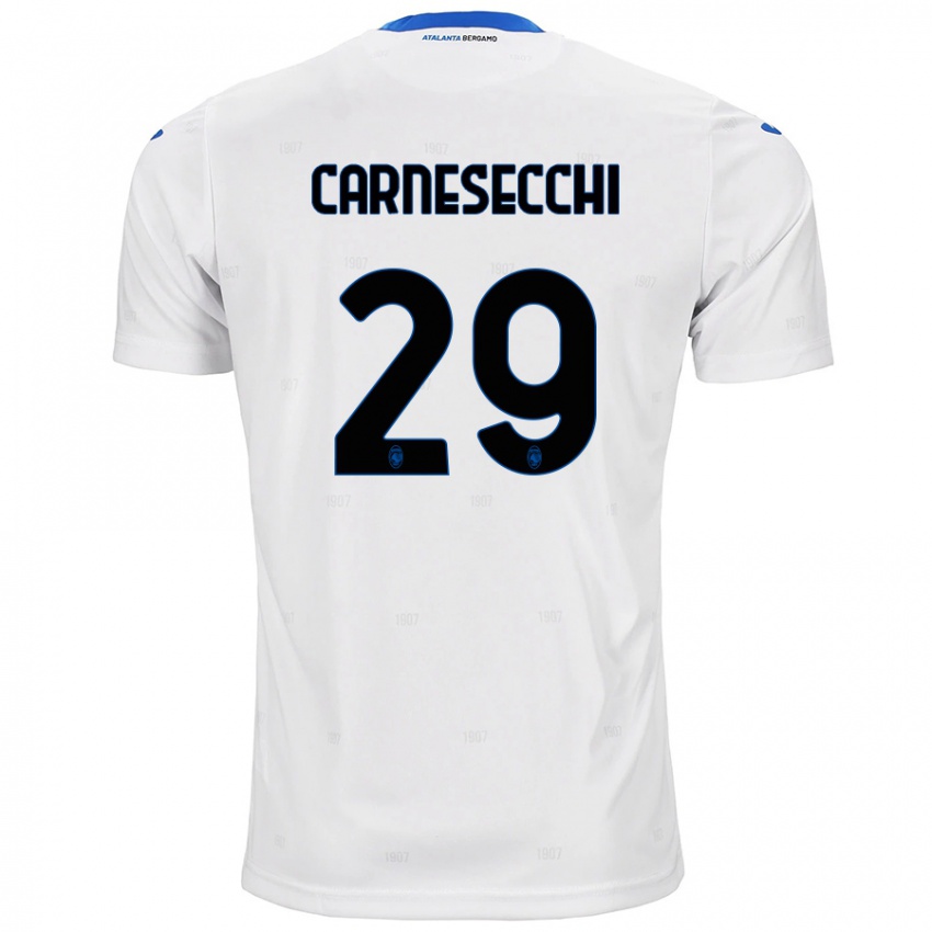 Børn Marco Carnesecchi #29 Hvid Udebane Spillertrøjer 2024/25 Trøje T-Shirt