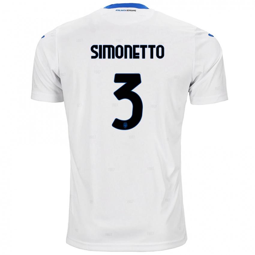 Børn Federico Simonetto #3 Hvid Udebane Spillertrøjer 2024/25 Trøje T-Shirt