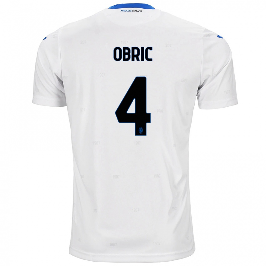 Børn Relja Obric #4 Hvid Udebane Spillertrøjer 2024/25 Trøje T-Shirt