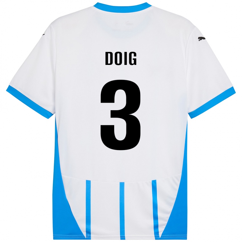 Børn Josh Doig #3 Hvid Blå Udebane Spillertrøjer 2024/25 Trøje T-Shirt