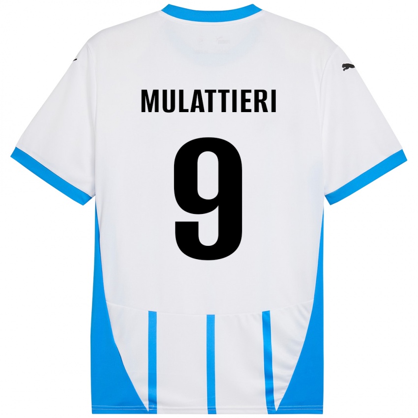 Børn Samuele Mulattieri #9 Hvid Blå Udebane Spillertrøjer 2024/25 Trøje T-Shirt