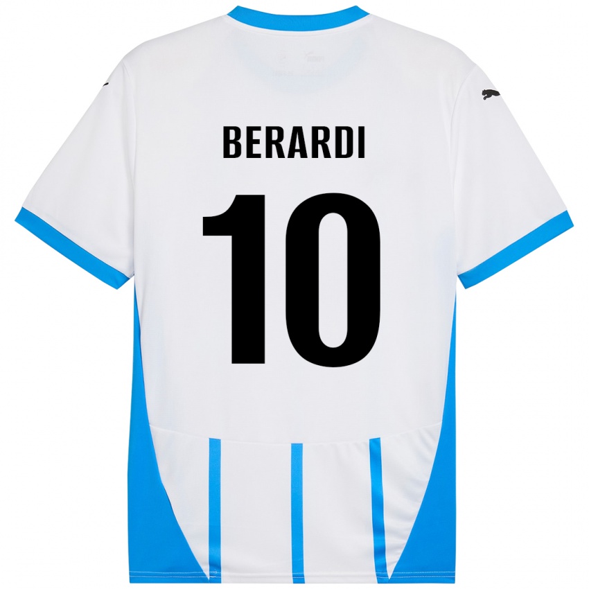 Børn Domenico Berardi #10 Hvid Blå Udebane Spillertrøjer 2024/25 Trøje T-Shirt