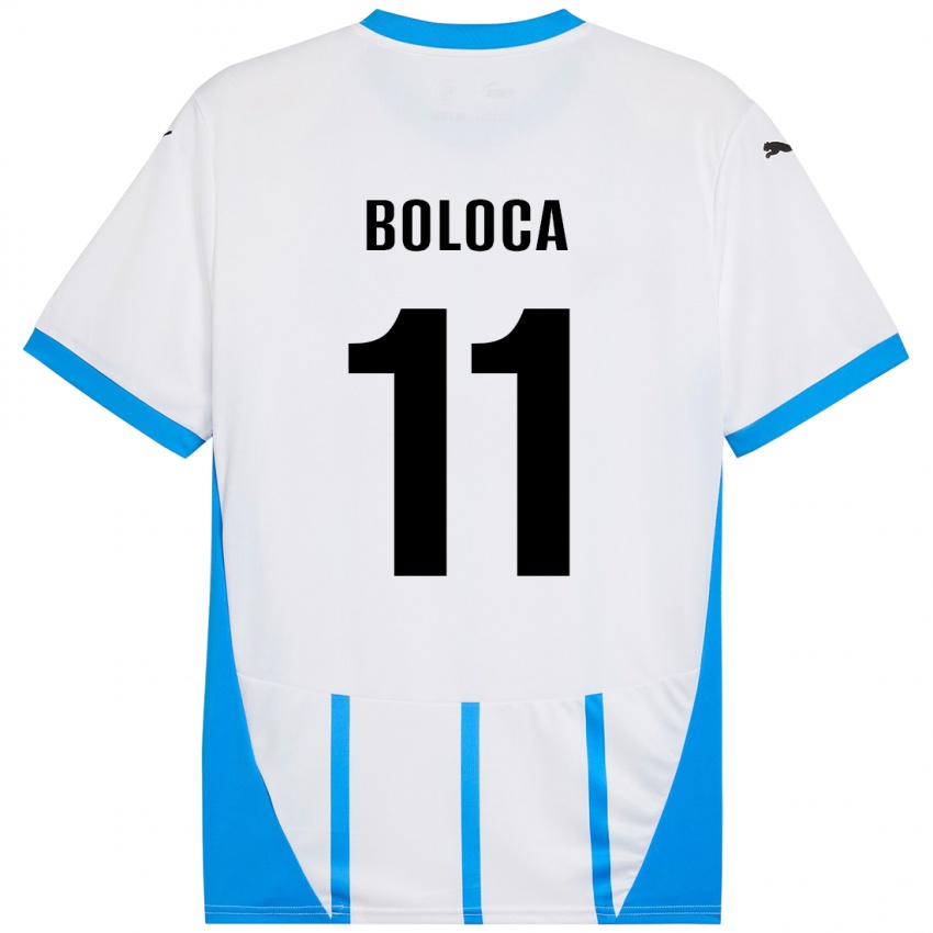 Børn Daniel Boloca #11 Hvid Blå Udebane Spillertrøjer 2024/25 Trøje T-Shirt