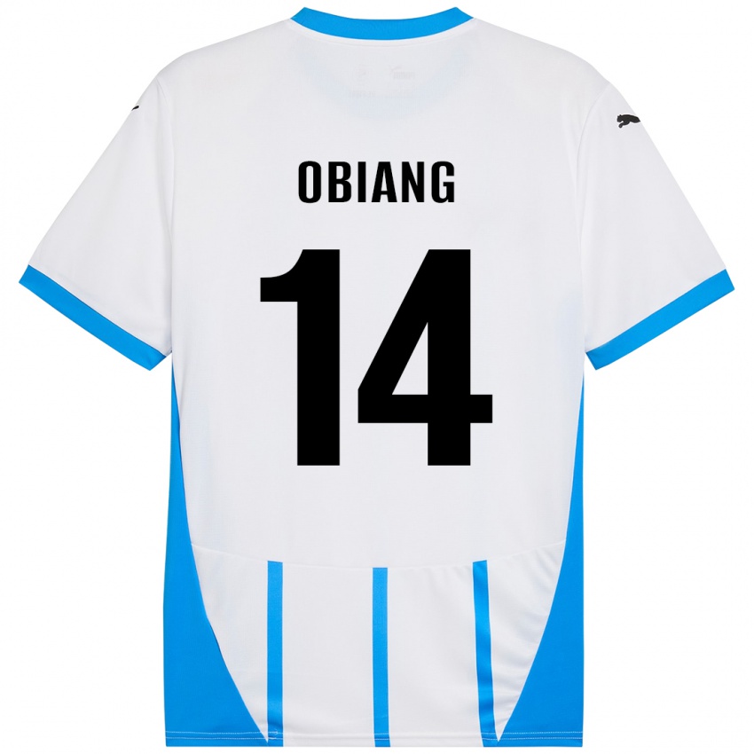 Børn Pedro Obiang #14 Hvid Blå Udebane Spillertrøjer 2024/25 Trøje T-Shirt