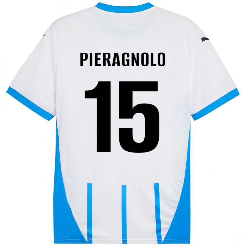 Børn Edoardo Pieragnolo #15 Hvid Blå Udebane Spillertrøjer 2024/25 Trøje T-Shirt