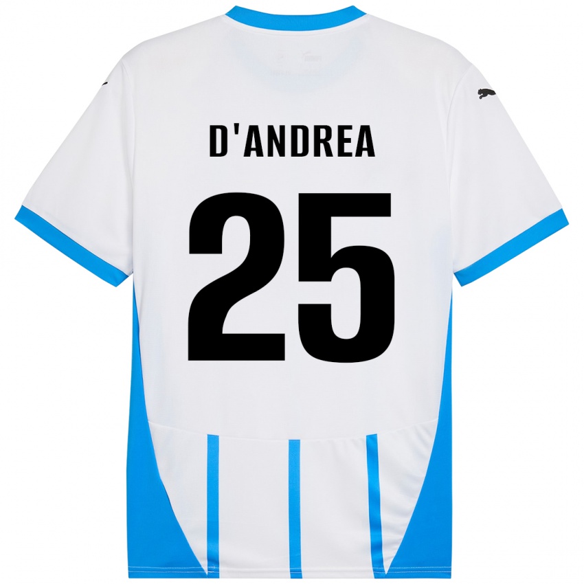 Børn Luca D'andrea #25 Hvid Blå Udebane Spillertrøjer 2024/25 Trøje T-Shirt