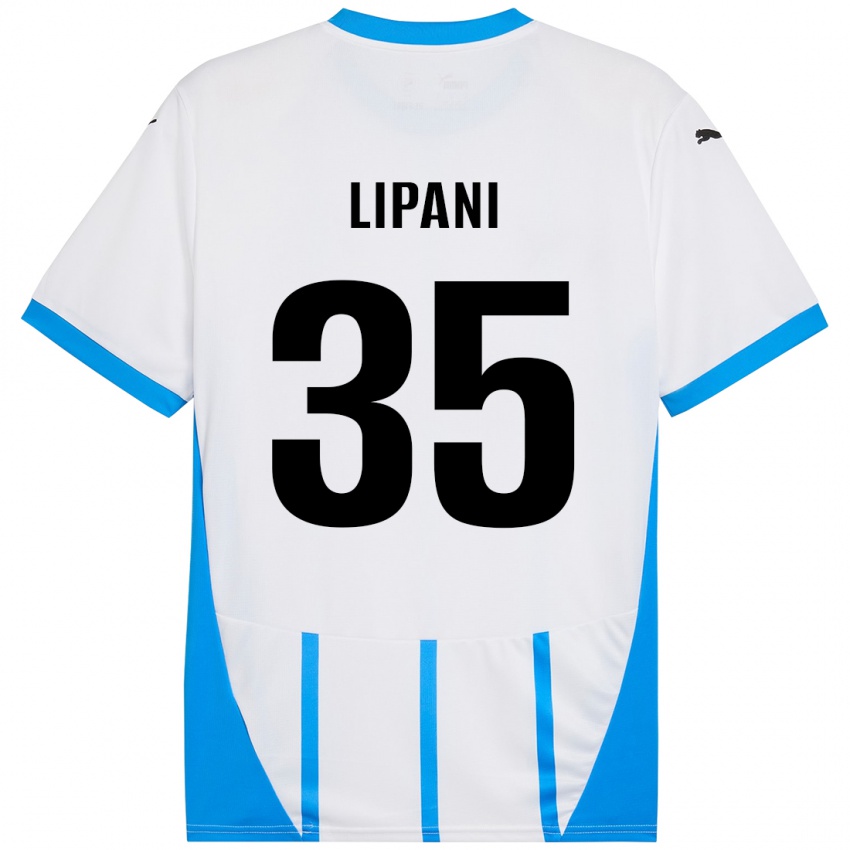 Børn Luca Lipani #35 Hvid Blå Udebane Spillertrøjer 2024/25 Trøje T-Shirt