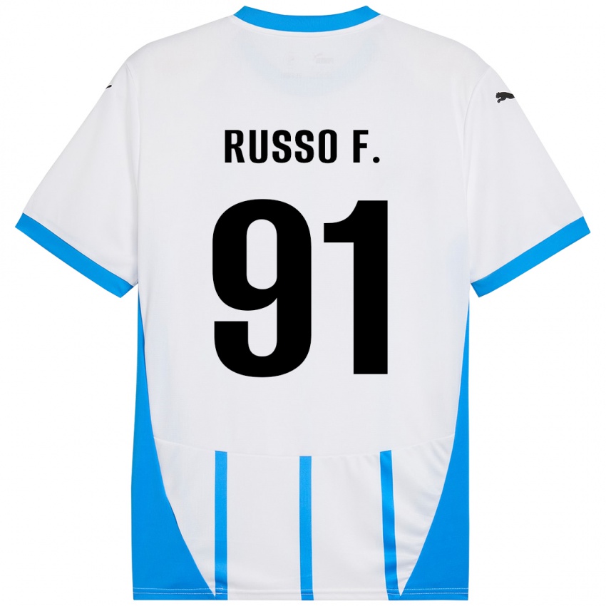 Børn Flavio Russo #91 Hvid Blå Udebane Spillertrøjer 2024/25 Trøje T-Shirt