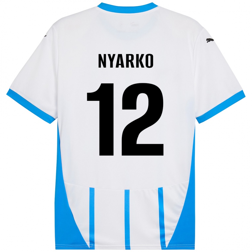 Børn Lorenzo Nyarko #12 Hvid Blå Udebane Spillertrøjer 2024/25 Trøje T-Shirt