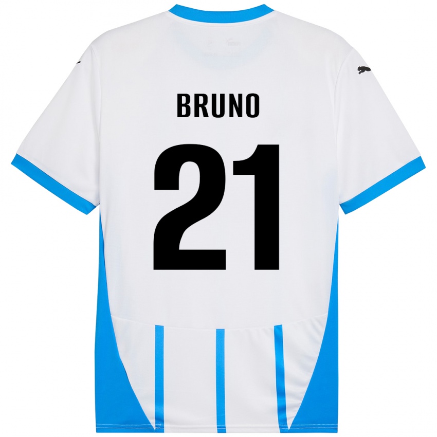 Børn Kevin Bruno #21 Hvid Blå Udebane Spillertrøjer 2024/25 Trøje T-Shirt