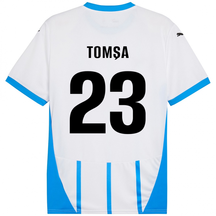 Børn Troy Tomșa #23 Hvid Blå Udebane Spillertrøjer 2024/25 Trøje T-Shirt