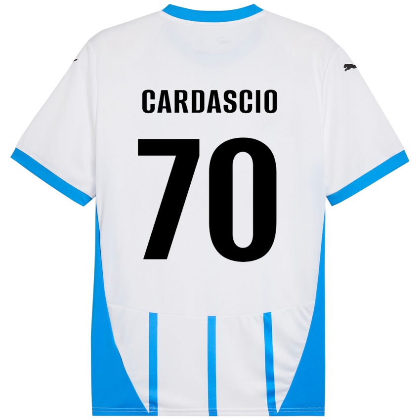 Børn Alessandro Cardascio #70 Hvid Blå Udebane Spillertrøjer 2024/25 Trøje T-Shirt