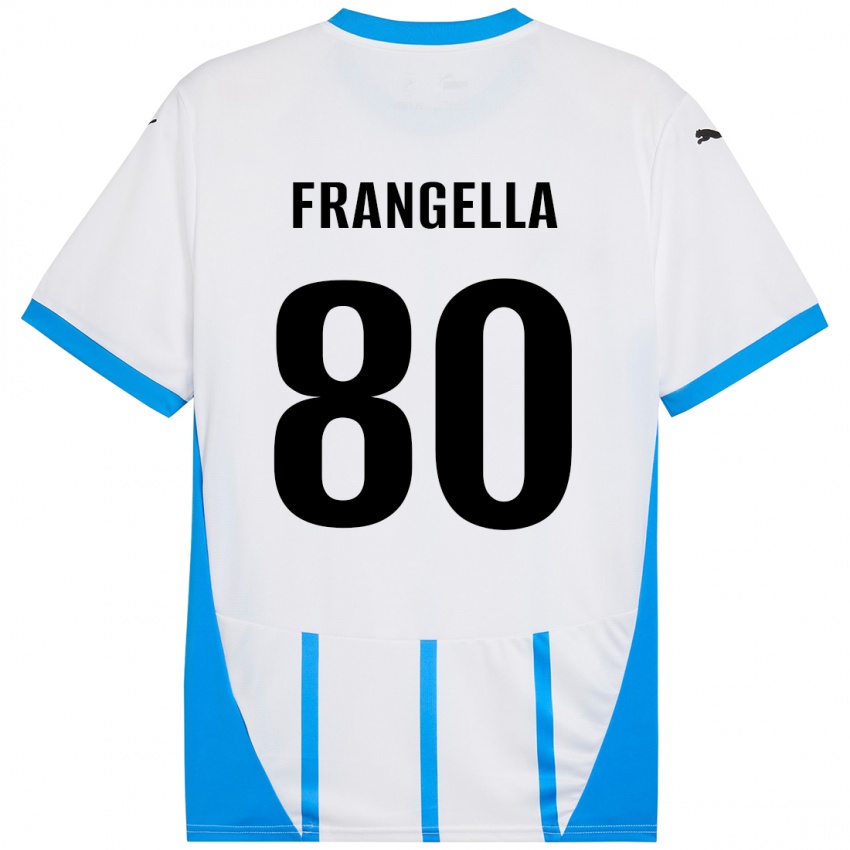 Børn Christian Frangella #80 Hvid Blå Udebane Spillertrøjer 2024/25 Trøje T-Shirt