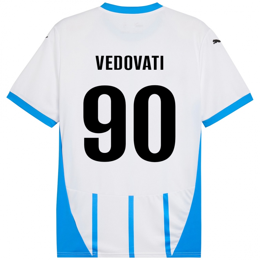 Børn Gabriele Vedovati #90 Hvid Blå Udebane Spillertrøjer 2024/25 Trøje T-Shirt