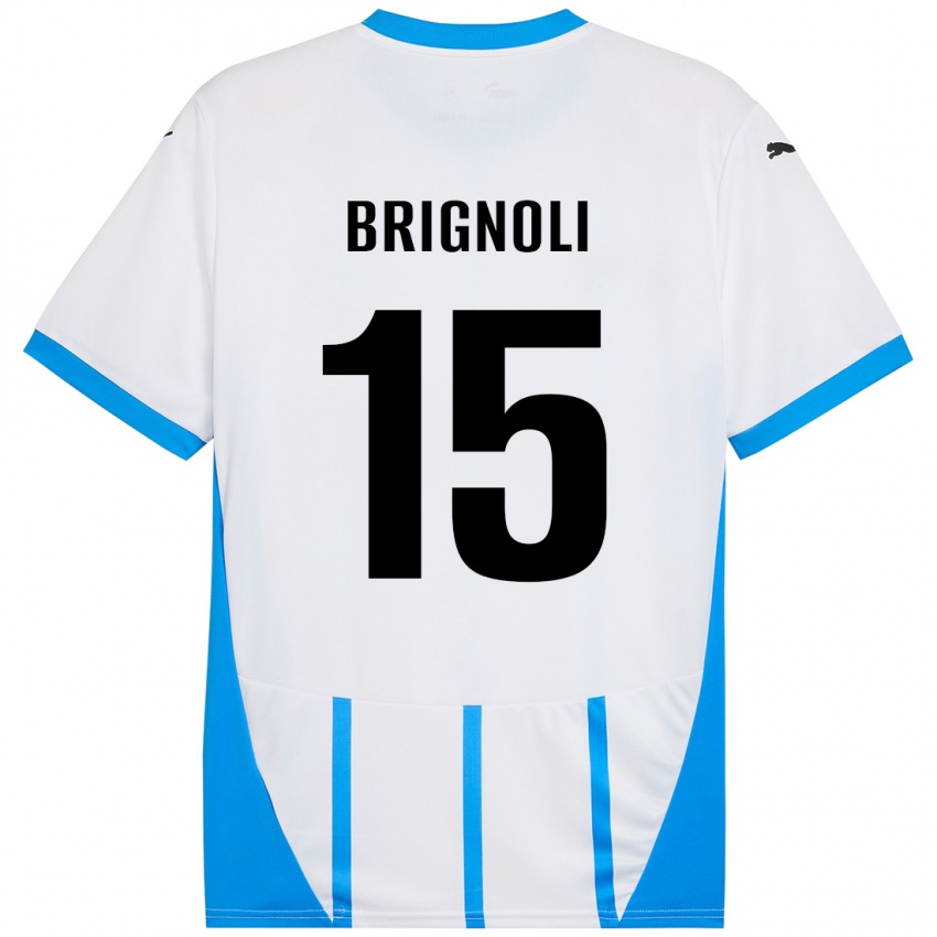 Børn Benedetta Brignoli #15 Hvid Blå Udebane Spillertrøjer 2024/25 Trøje T-Shirt