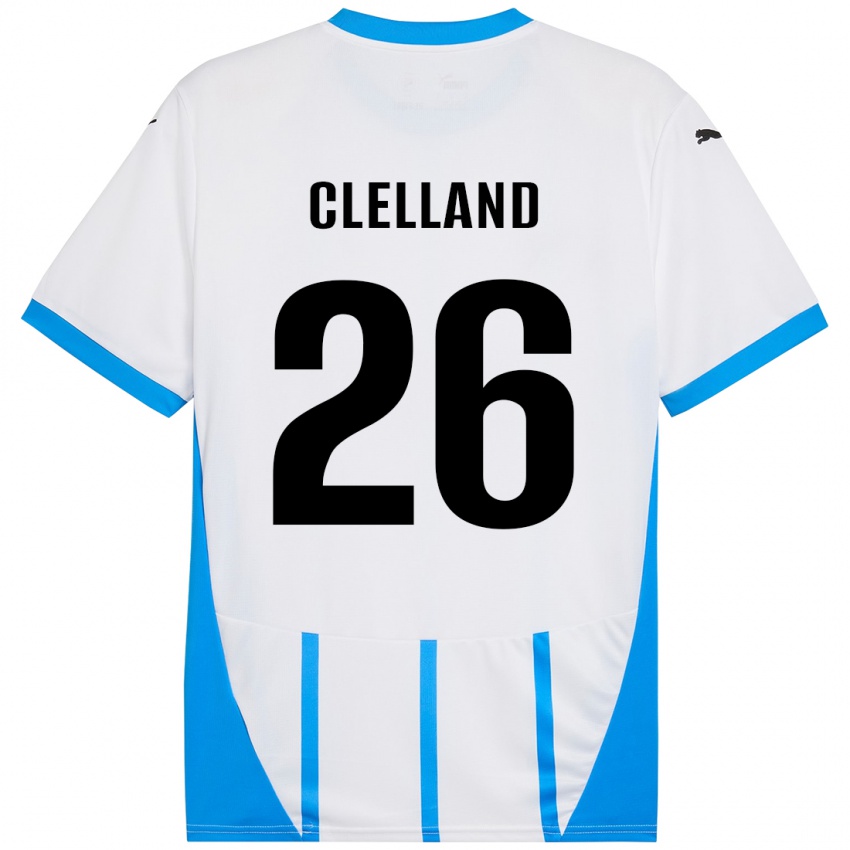 Børn Lana Clelland #26 Hvid Blå Udebane Spillertrøjer 2024/25 Trøje T-Shirt