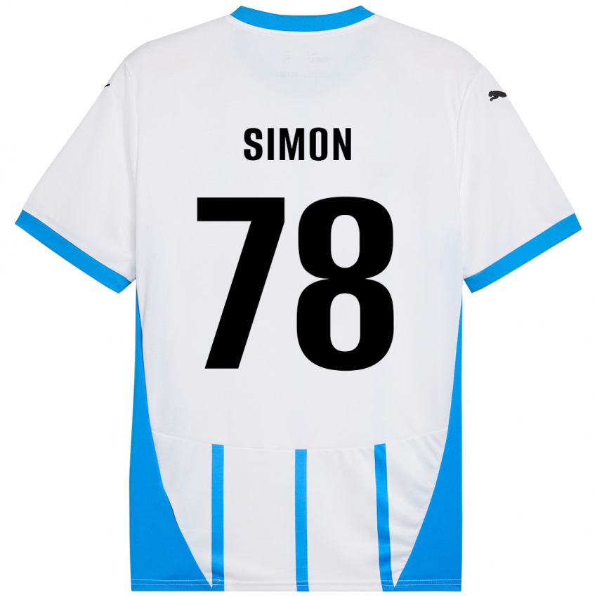 Børn Bénédicte Simon #78 Hvid Blå Udebane Spillertrøjer 2024/25 Trøje T-Shirt