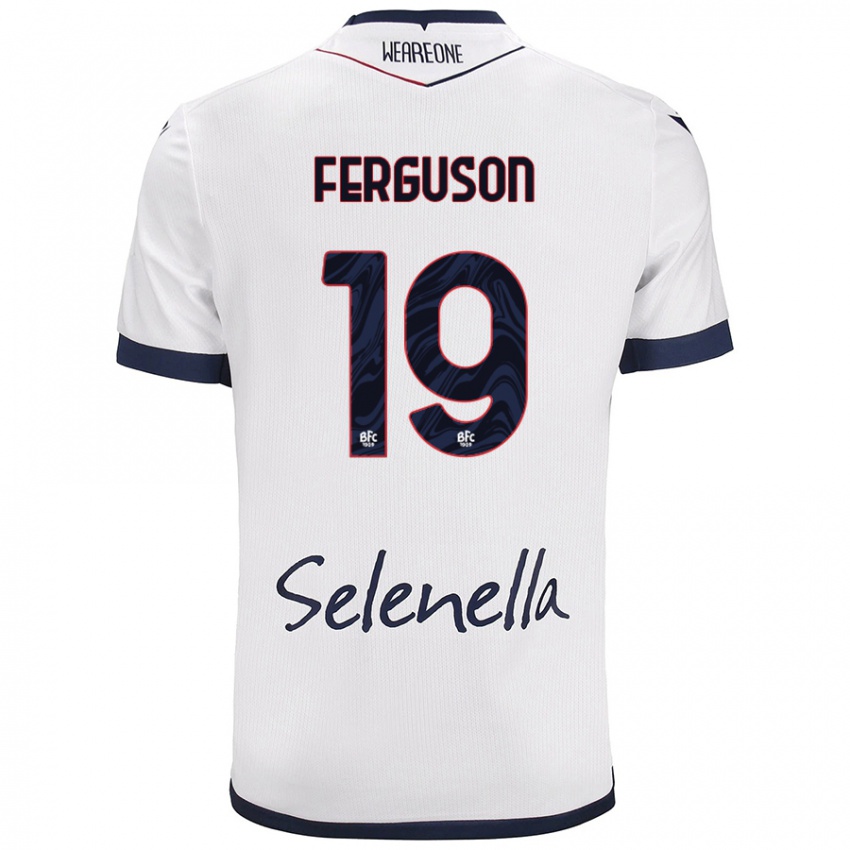 Børn Lewis Ferguson #19 Hvid Kongeblå Udebane Spillertrøjer 2024/25 Trøje T-Shirt